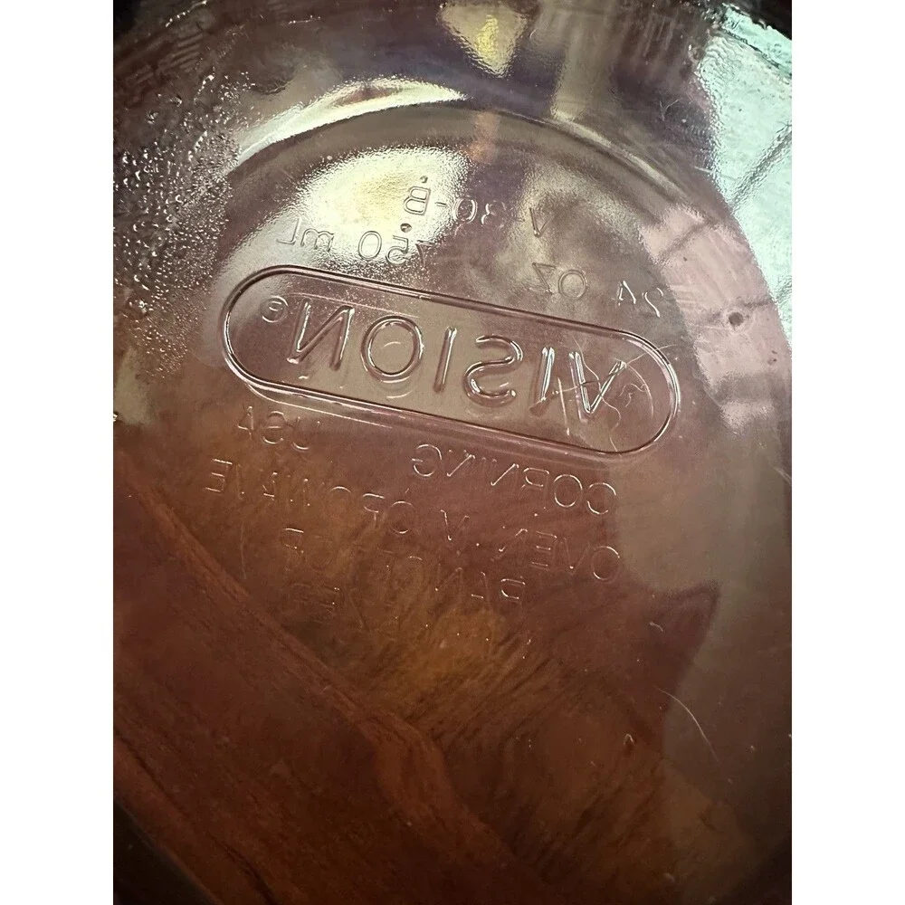 Visions Cranberry V-30-B Ribbed 24 oz bowl w/Pyrex V1C lid Pre-Owned